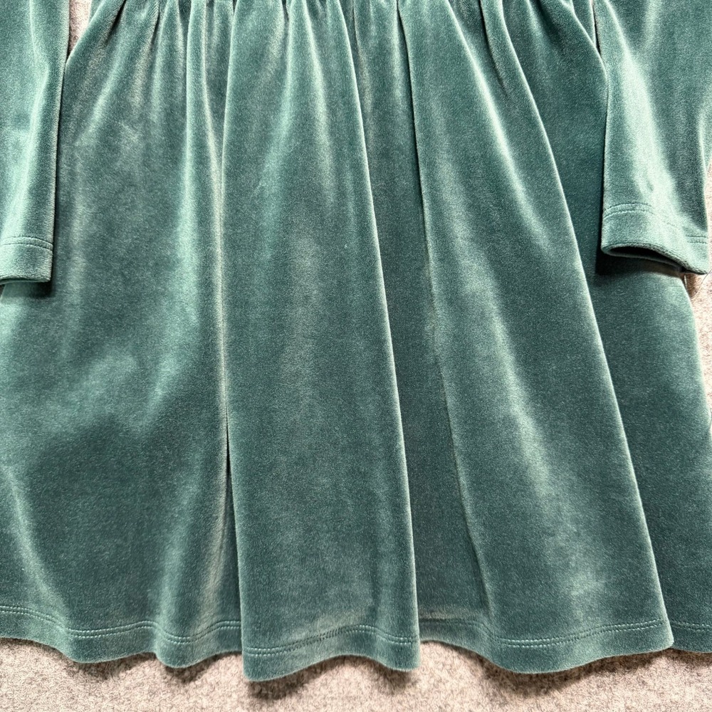 HANNA ANDERSSON Girls Green Velvet Long Sleeve Dress Pockets Size 4 100cm - Picture 2 of 7